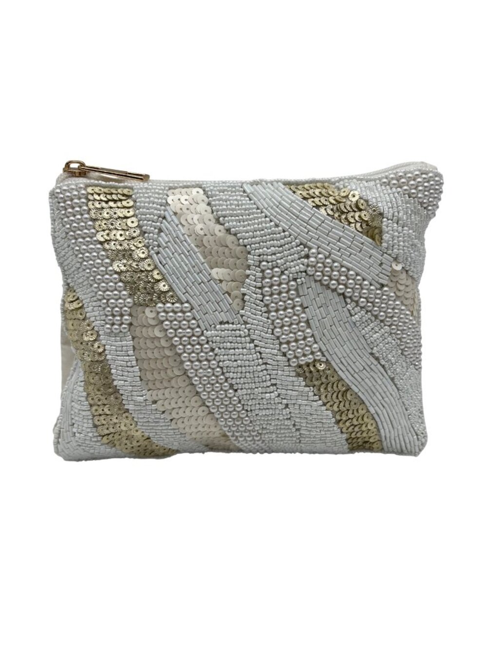 MMs Brands White Beaded Pouch